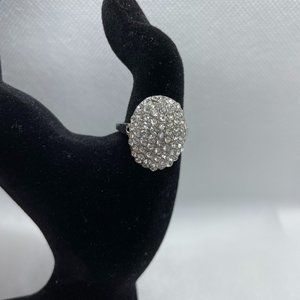 Stainless Steel Statement Ring - White/Clear